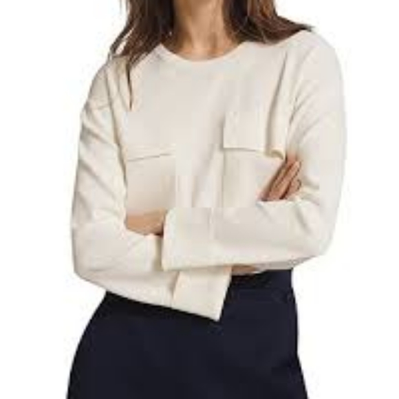 Reiss Tilly Twin Pocket Top in Cream, Size XS - Picture 6 of 10